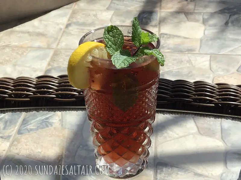 Delicious Iced Tea With Fresh Mint From The Garden And Twist Of Lemon