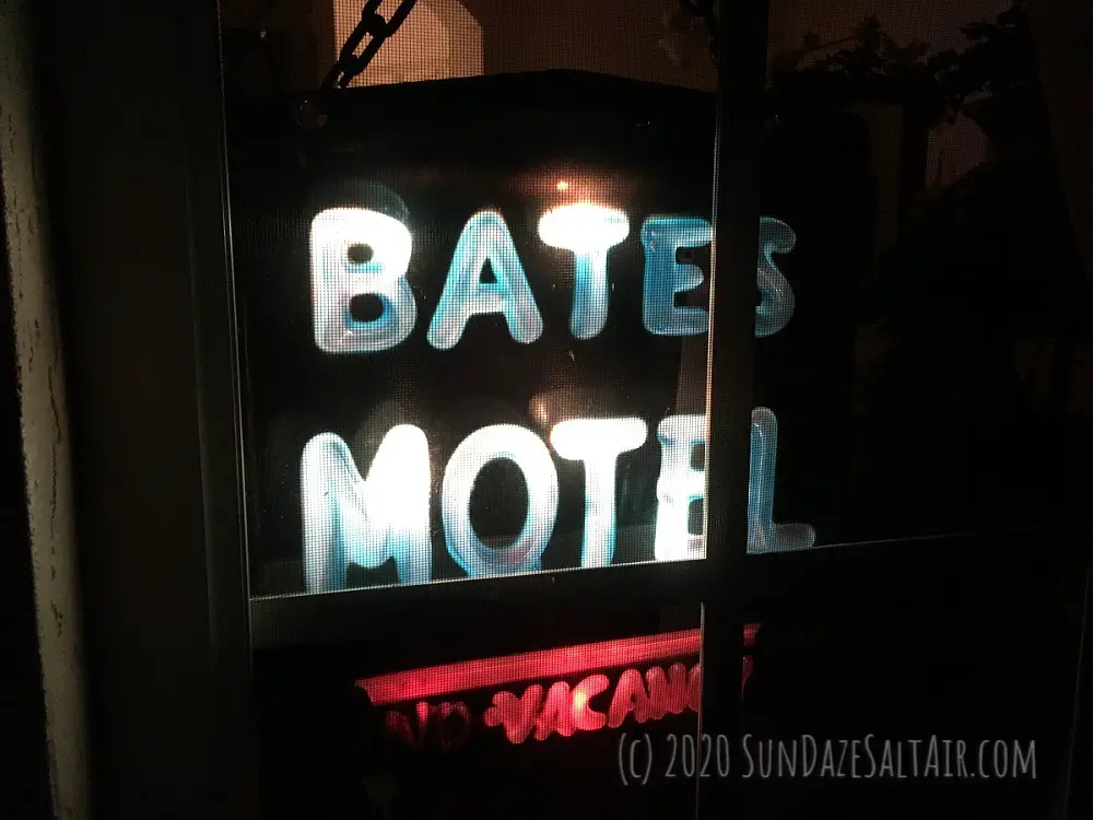 Bates Motel Neon Light Up Sign Hanging In Window Halloween Decoration