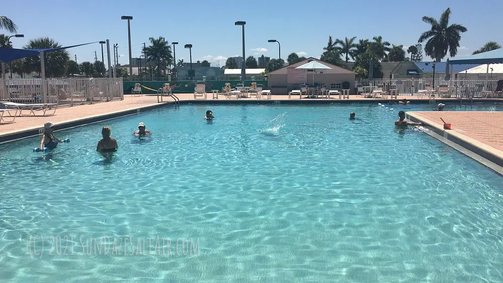 Easiest, Best Hummus Without Tahini – The Perfect, Quick Poolside Dip - Beautiful, huge, sparkling pool on a sunny day in Florida