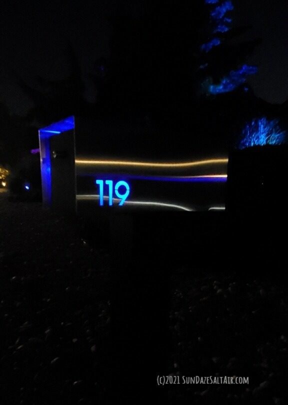 Outdoor LED & Solar Color Changing Lights To Illuminate Your Landscape & Highlight Property Features Like This Sleek Modern Mailbox